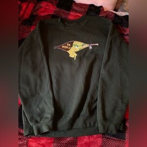 Dark Green Crewneck With “Ew. People” alongside a grinch